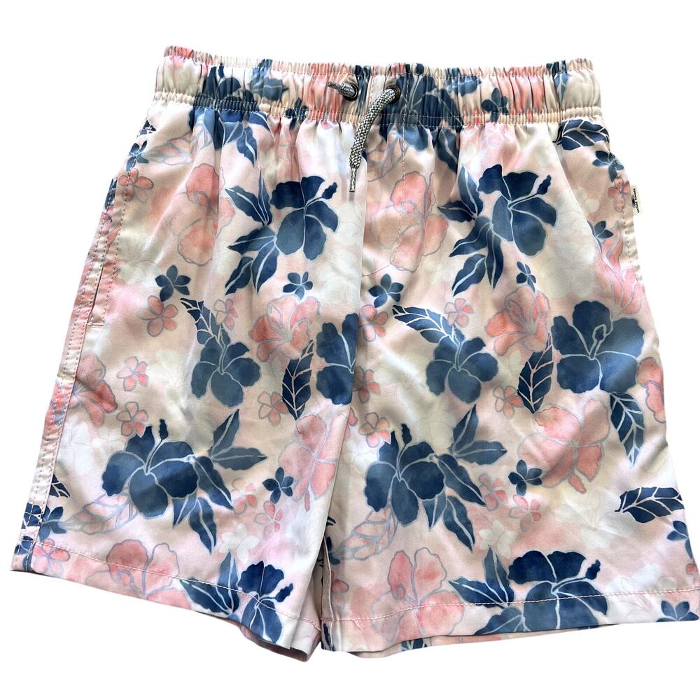 Vintage Summer Floral Lined Swim Trunks Boys Size 12